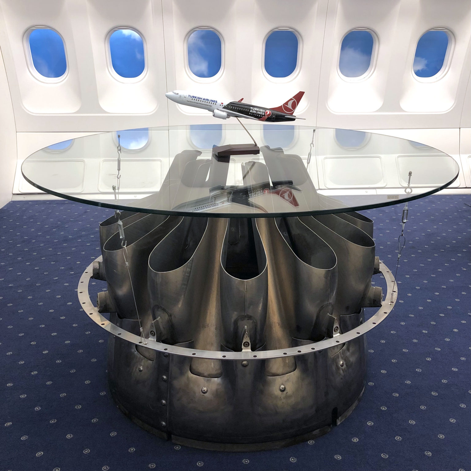 Boeing727 エンジン ガラステーブル 飛行機インテリア Engine Table Skyart JAPAN