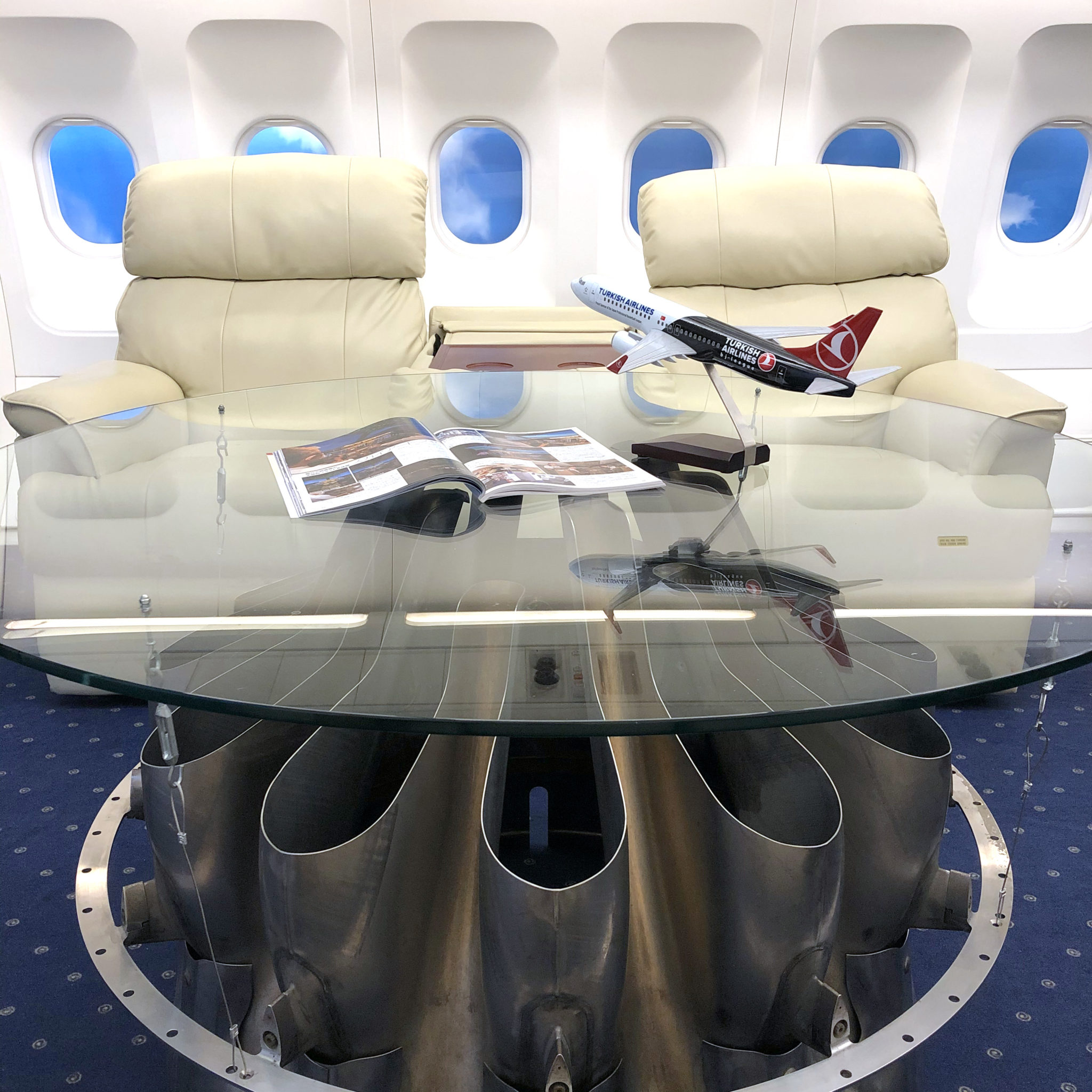 Boeing727 エンジン ガラステーブル 飛行機インテリア Engine Table Skyart JAPAN